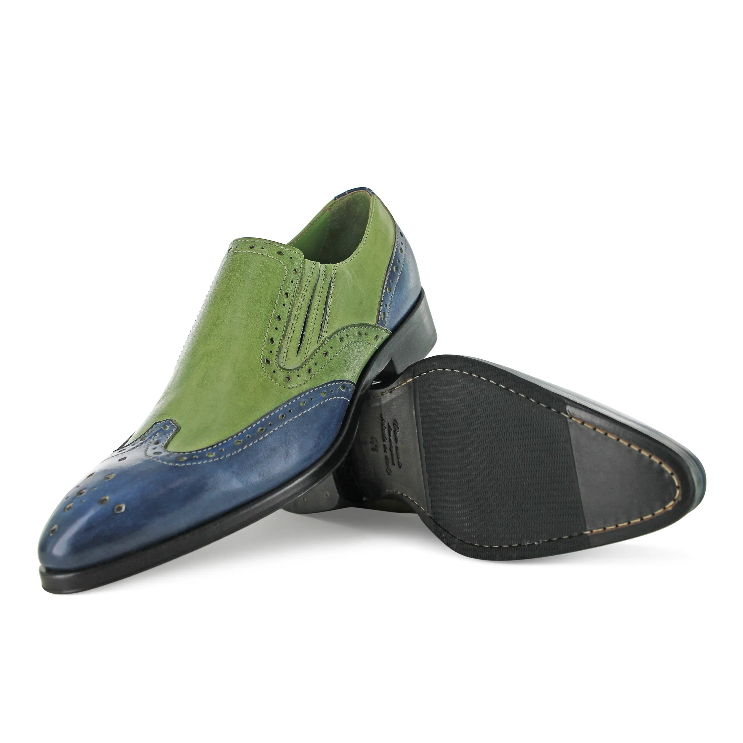 1350 - Green And Blue Slip On Brogue