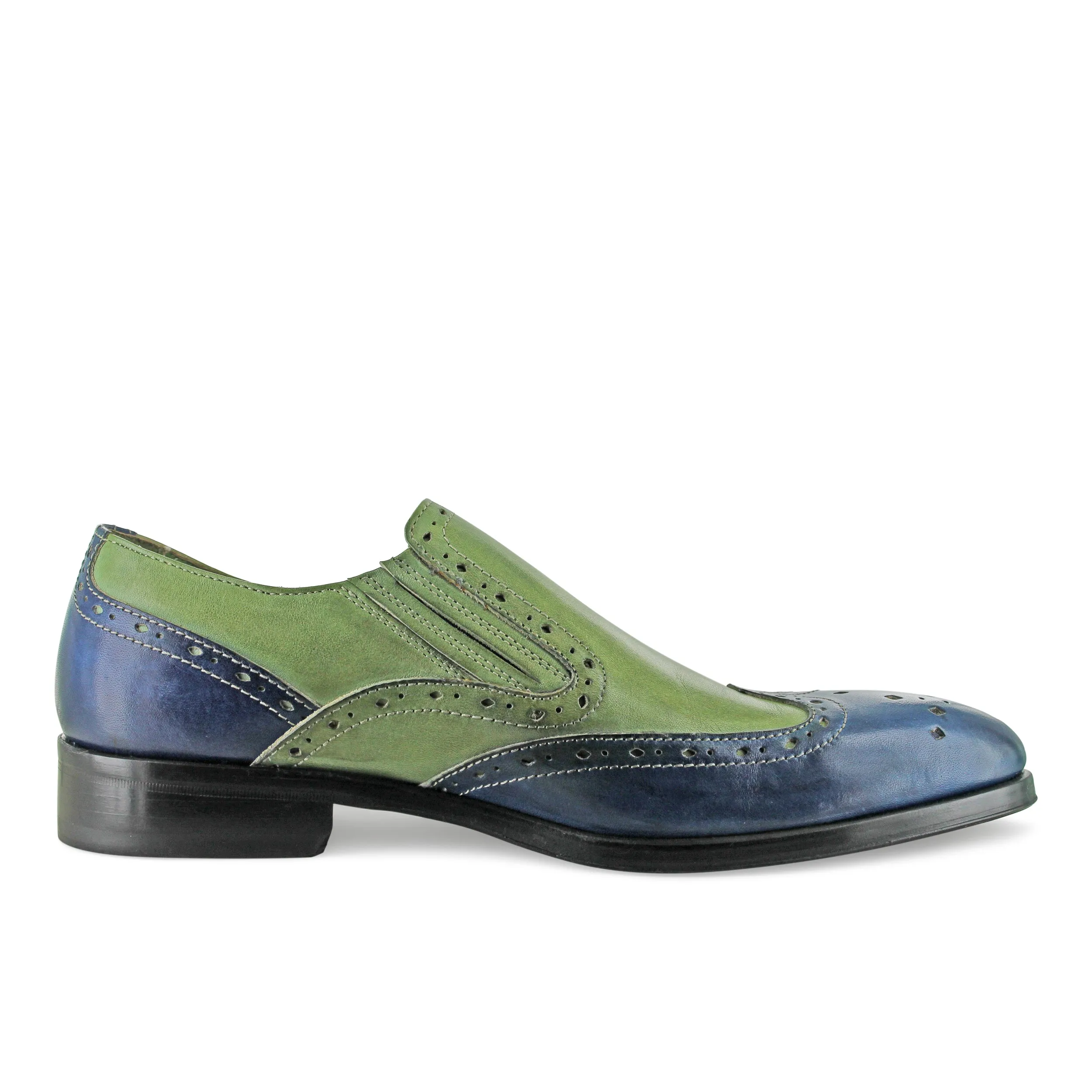 1350 - Green And Blue Slip On Brogue