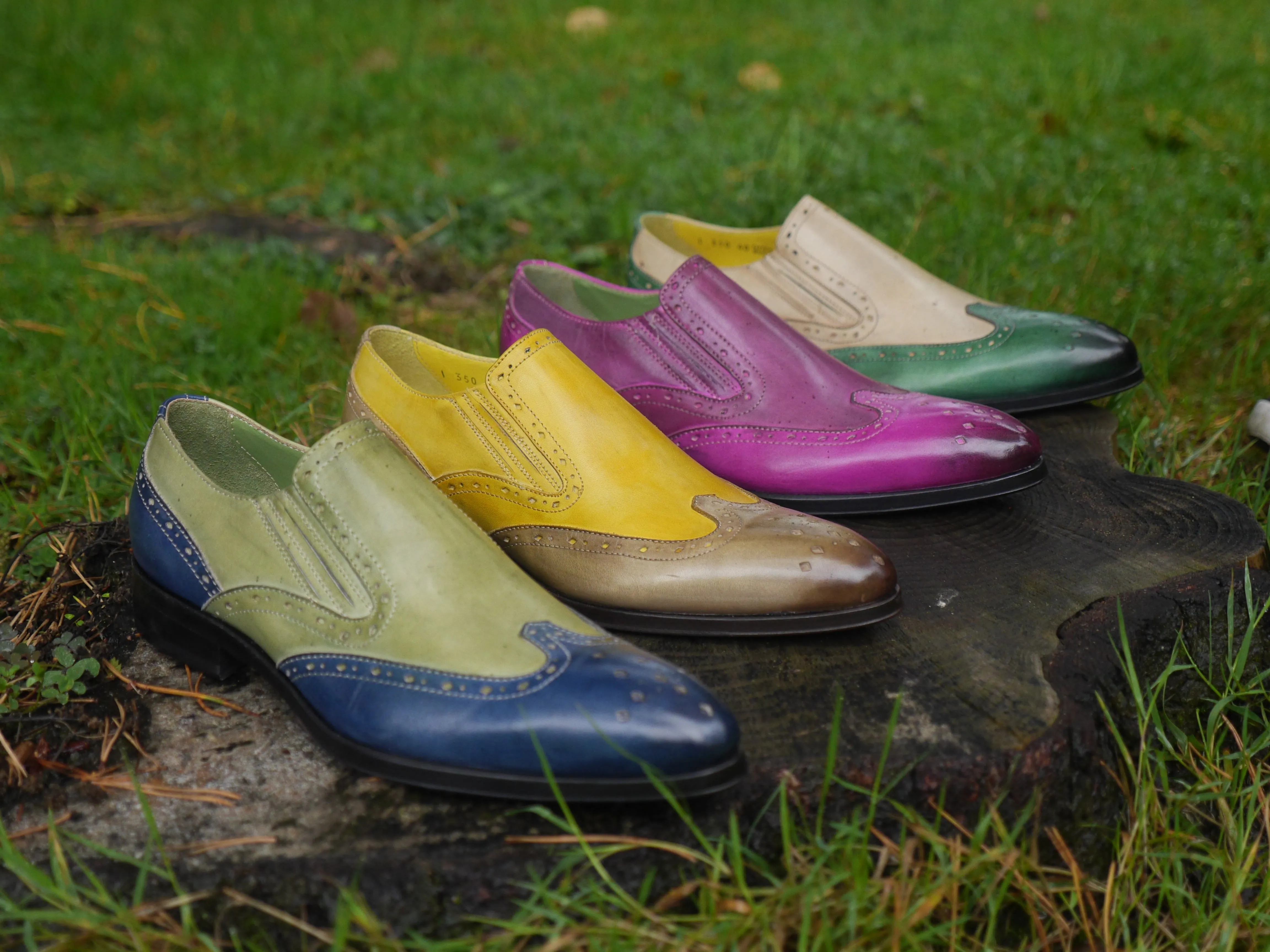 1350 - Green And Blue Slip On Brogue