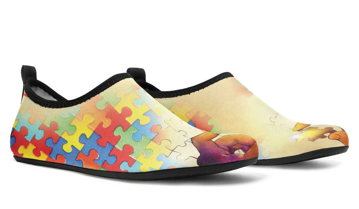 Artistic Autism Awareness Aqua Barefoot Shoes