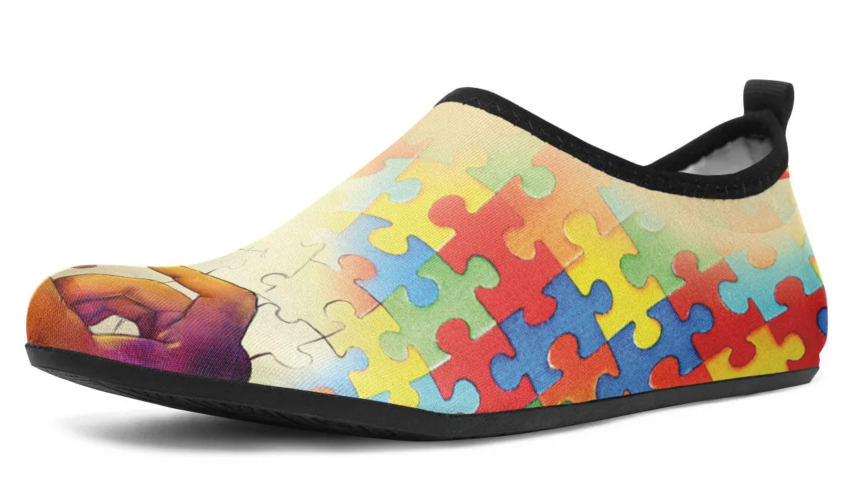 Artistic Autism Awareness Aqua Barefoot Shoes