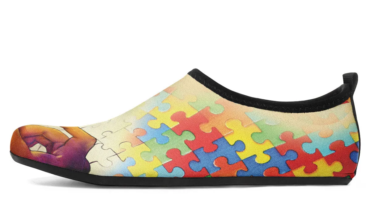 Artistic Autism Awareness Aqua Barefoot Shoes