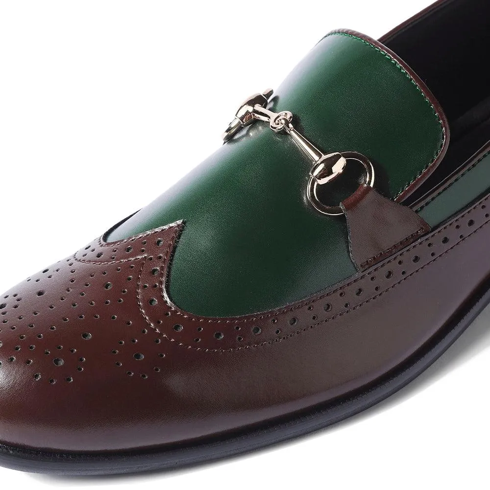 Boleni - Green Tan Horsebit Loafers