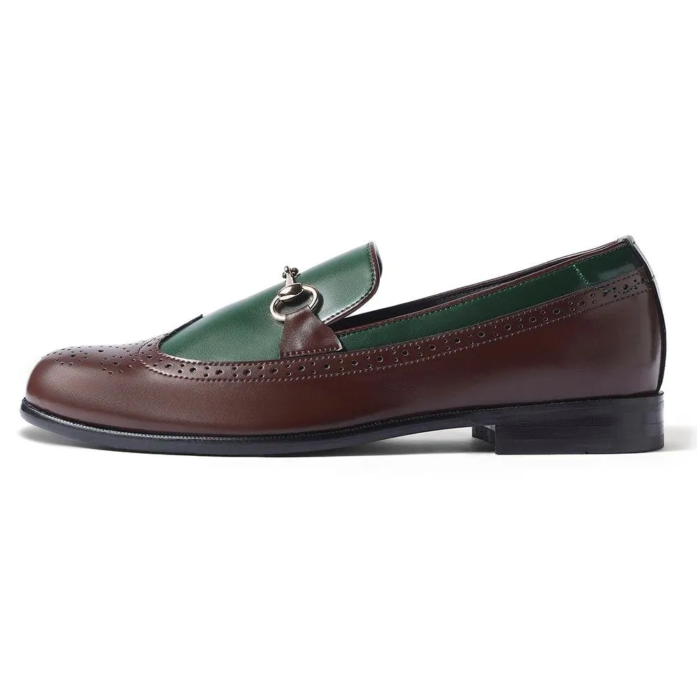 Boleni - Green Tan Horsebit Loafers