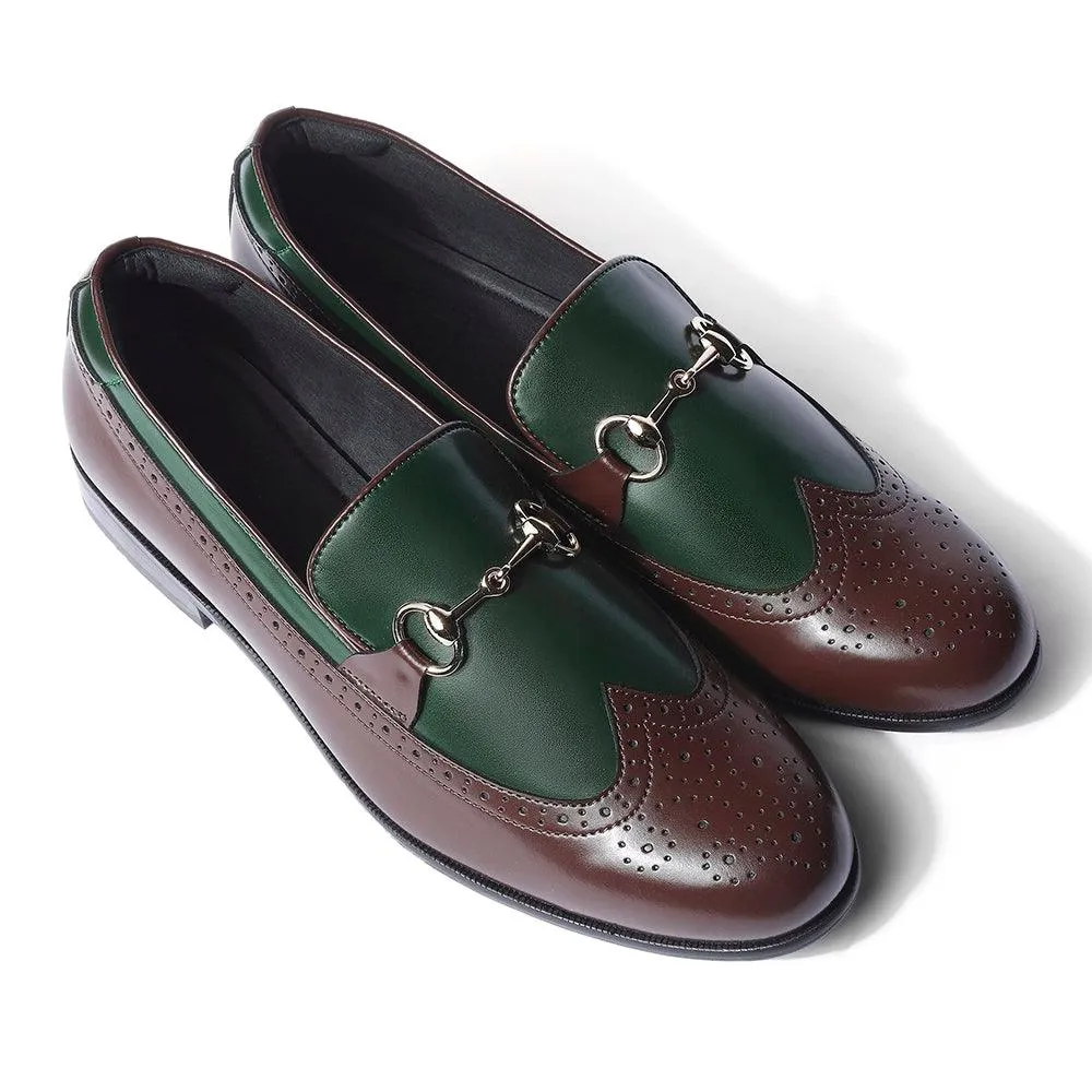 Boleni - Green Tan Horsebit Loafers