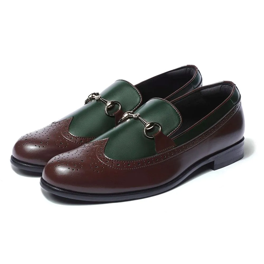 Boleni - Green Tan Horsebit Loafers