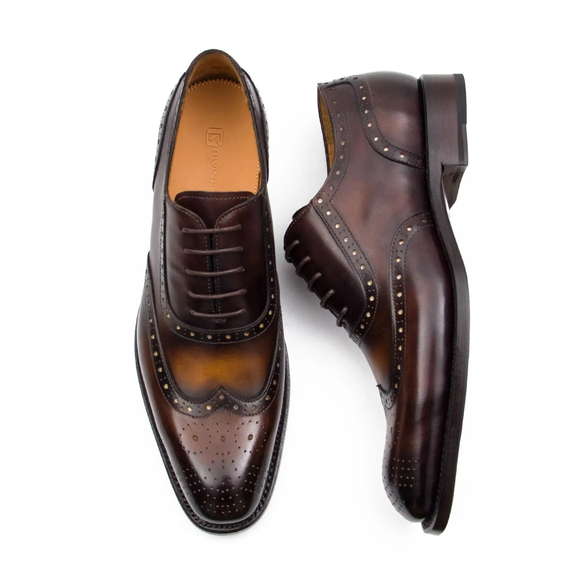 Brown Oxford Brogue Shoes for Men