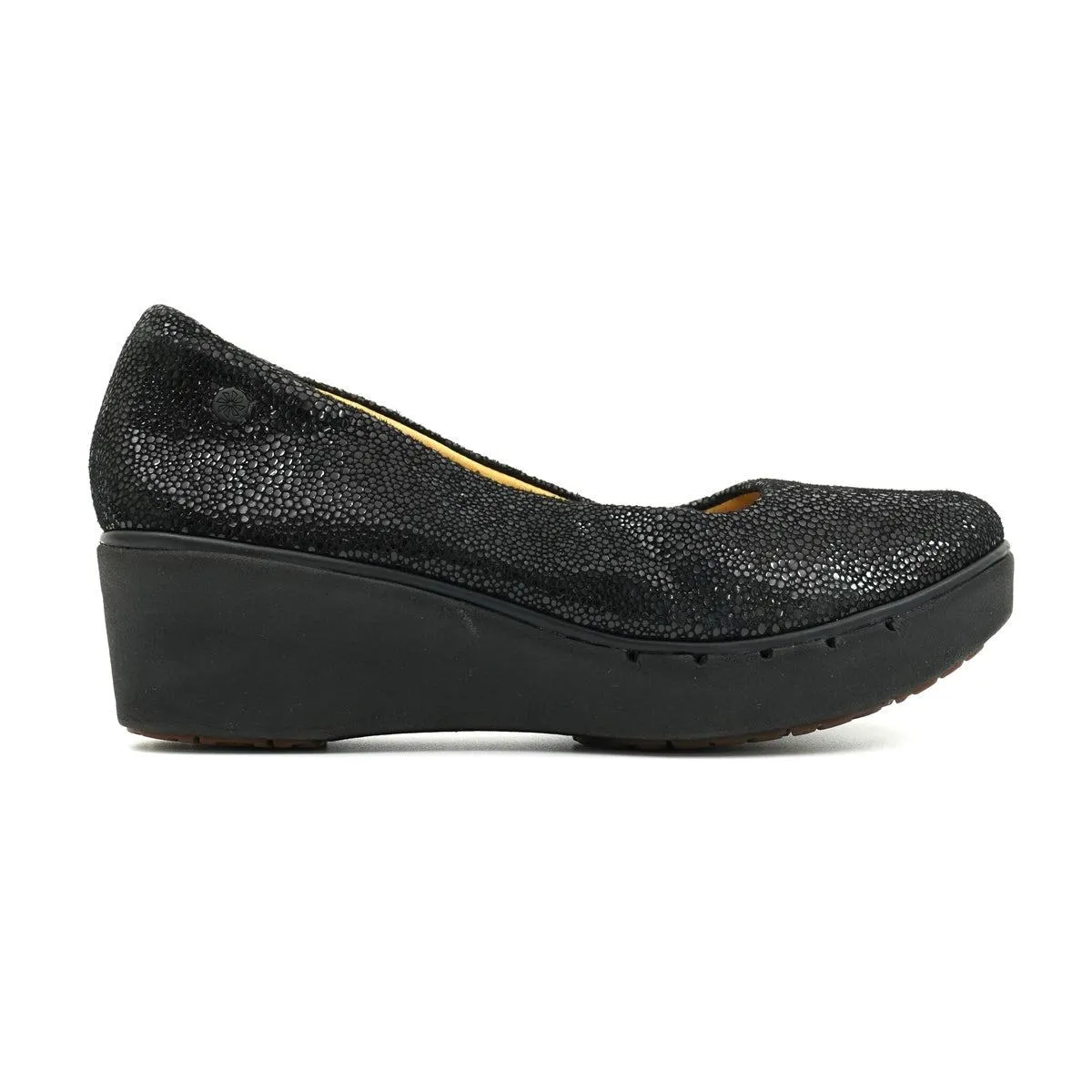 Clarks Artisan Unstructured Shimmer Wedge Shoes Suede Black Colour For Women