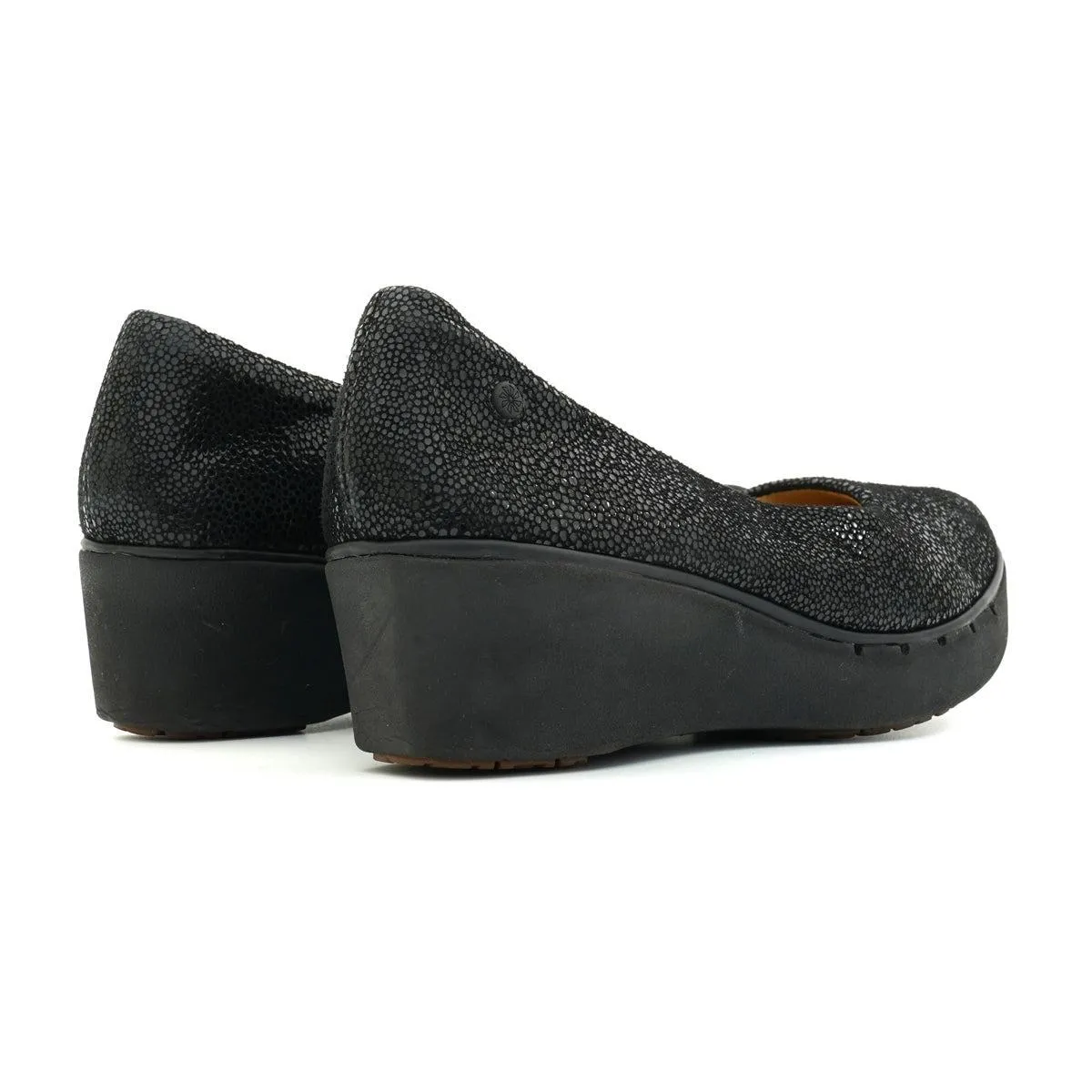 Clarks Artisan Unstructured Shimmer Wedge Shoes Suede Black Colour For Women