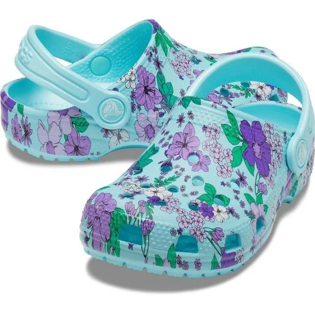 Crocs Classic Floral Clog Girls Lifestyle Slippers Blue  206146-4O9