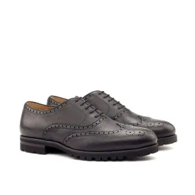 DapperFam Aeron in Black Men's Italian Full Grain Leather Full Brogue