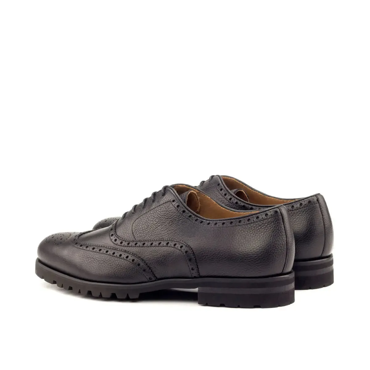 DapperFam Aeron in Black Men's Italian Full Grain Leather Full Brogue