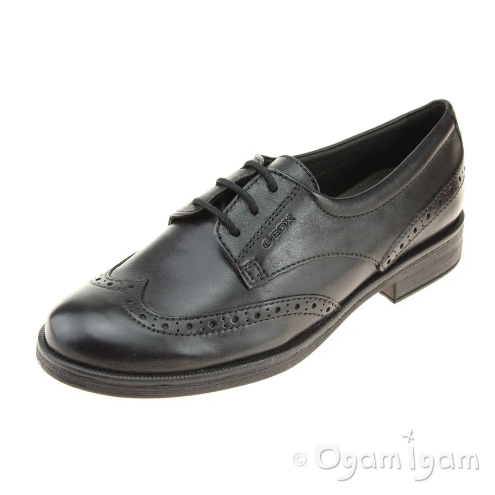 Geox Agata Brogue Girls Black School Shoe