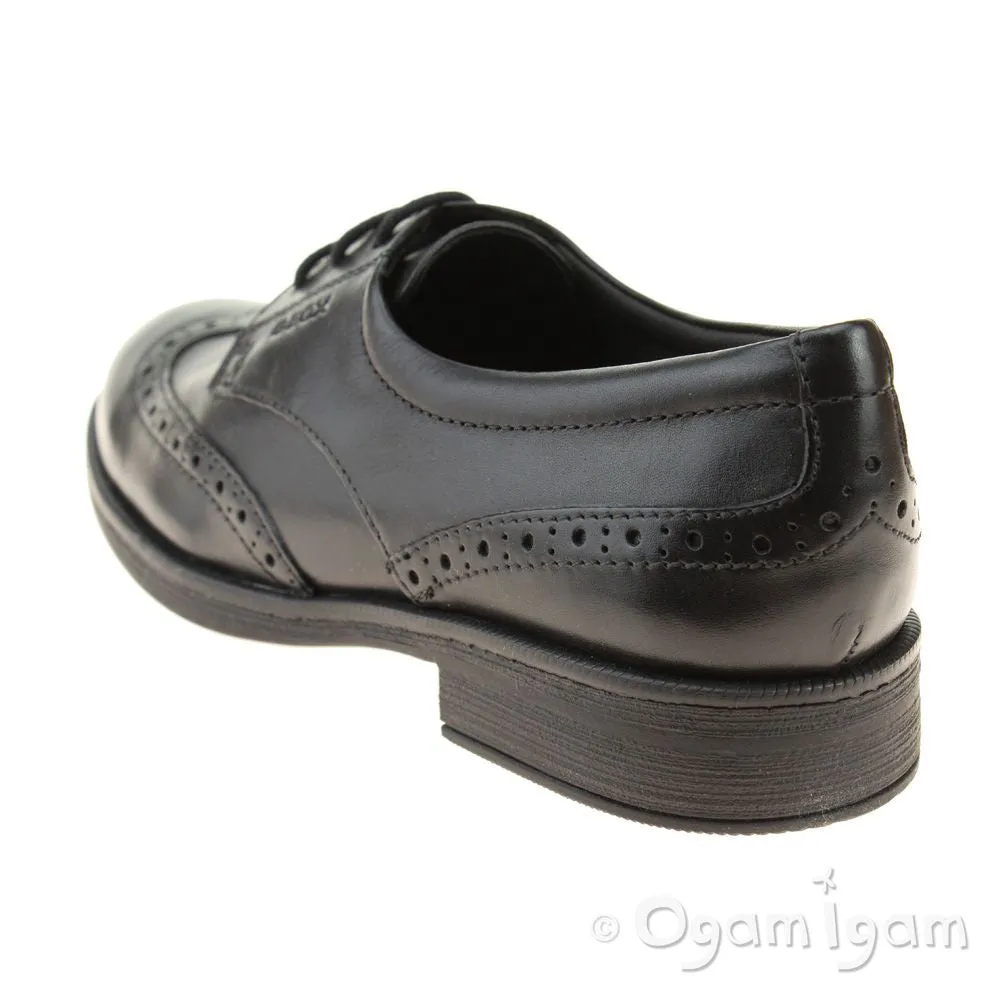 Geox Agata Brogue Girls Black School Shoe