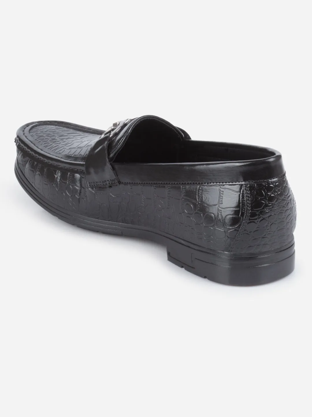 Men's Black Moc Toe Buckle Loafer (IX4116)