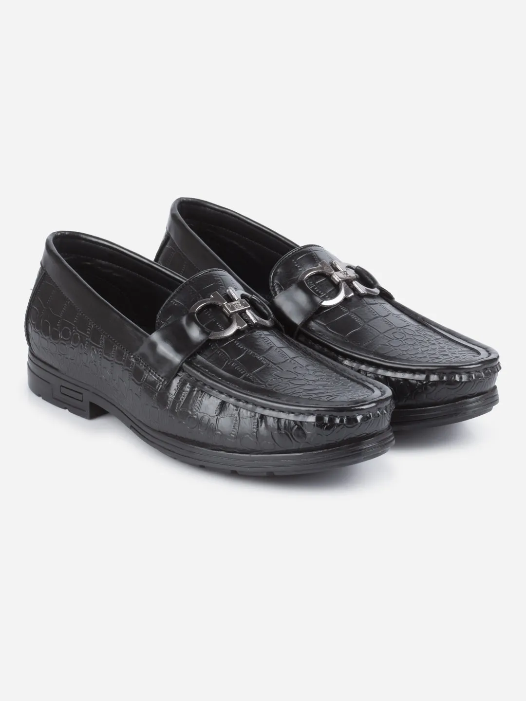 Men's Black Moc Toe Buckle Loafer (IX4116)