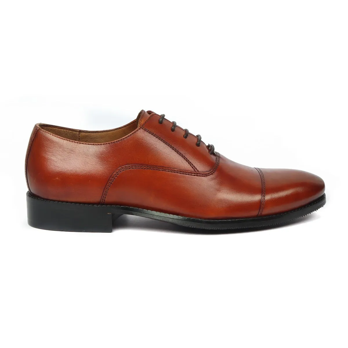 Orangish Cap Toe Leather Lace-Up Shoe