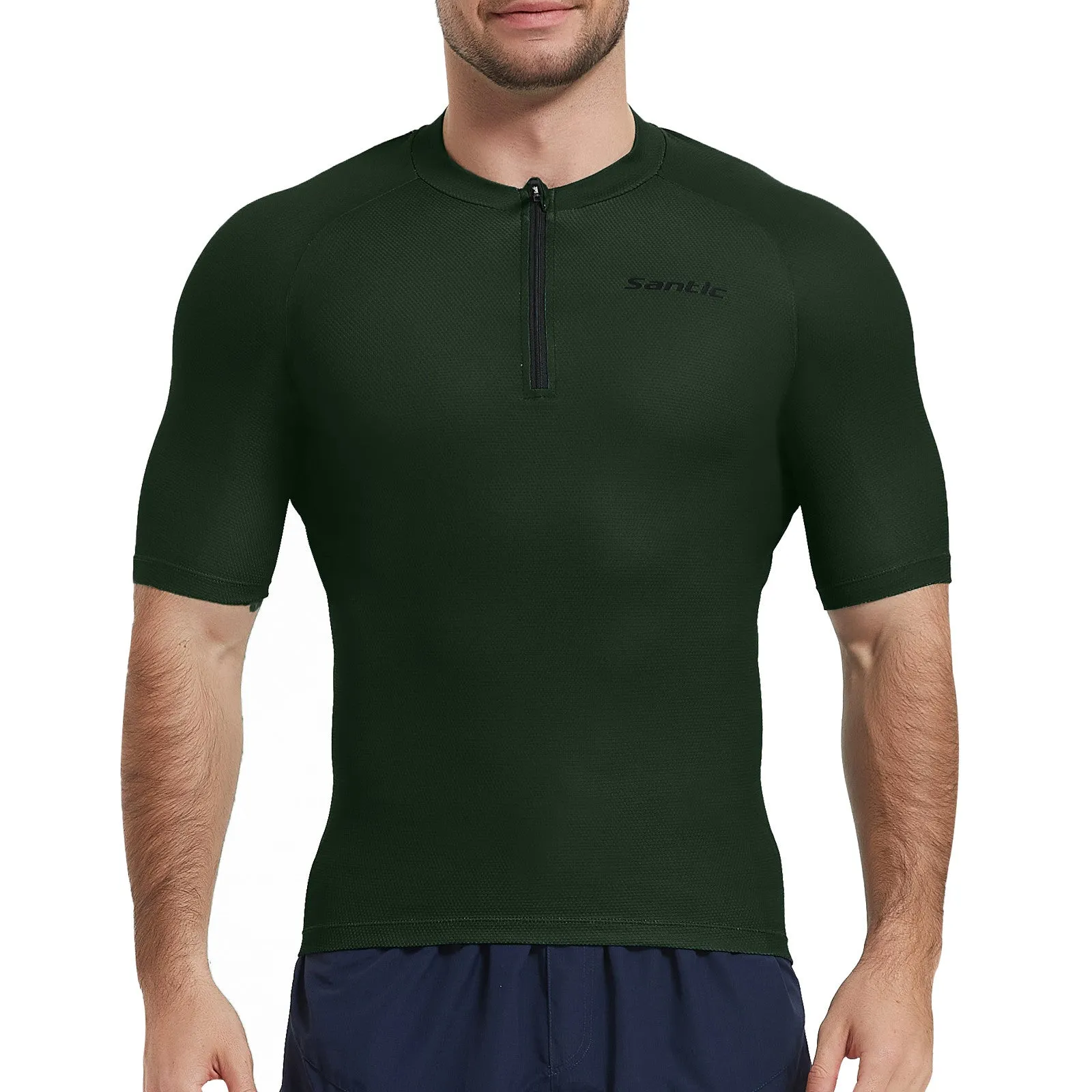 Santic Carden Men's Cycling Jersey Short Sleeves Breathable Green