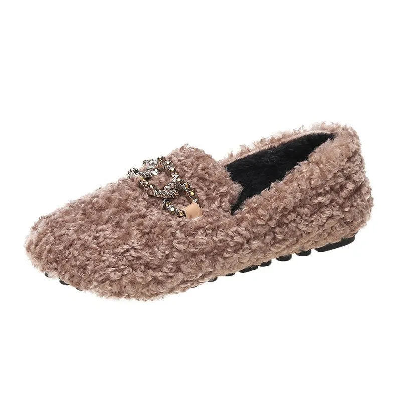 Slip-On Fluffy Comfortable Wholesale Women Flats Loafers