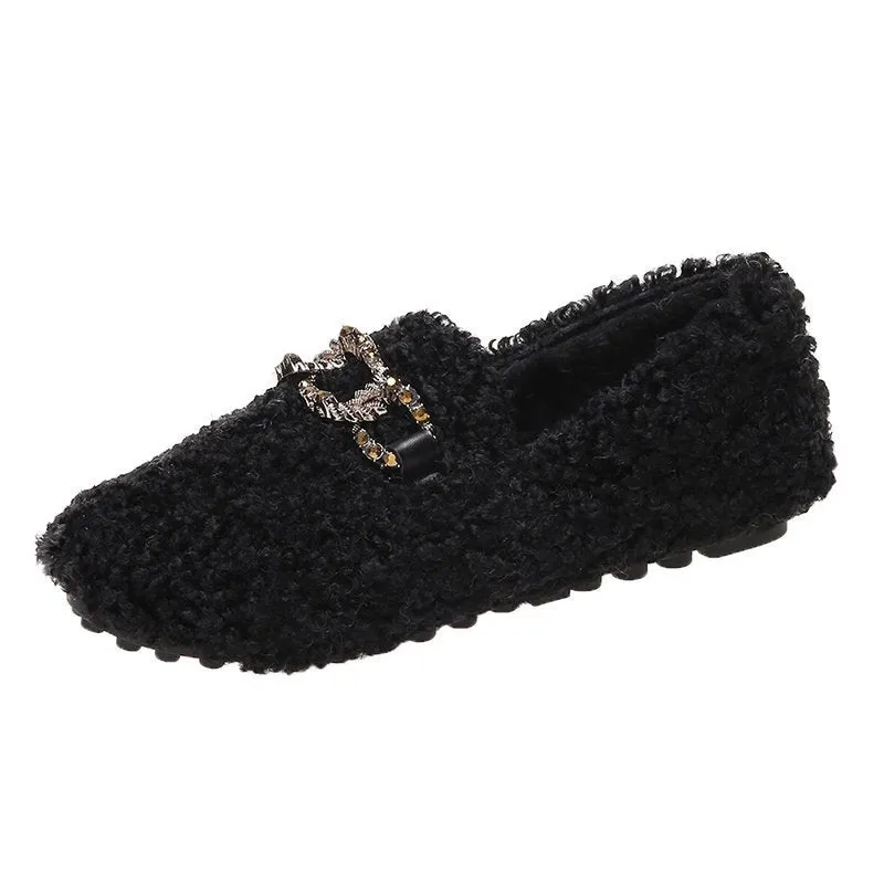 Slip-On Fluffy Comfortable Wholesale Women Flats Loafers