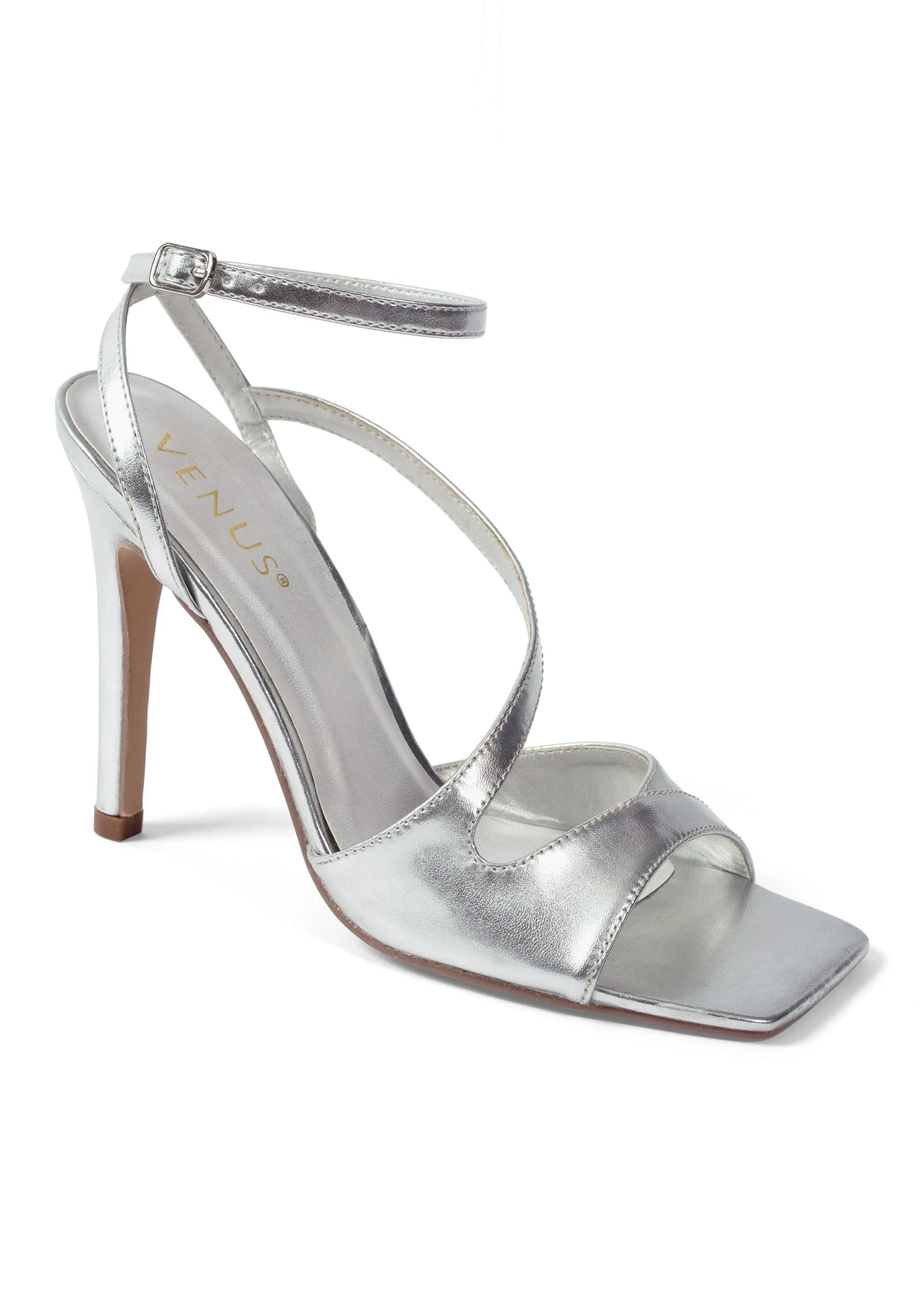 Strappy Wrap Heels - Silver