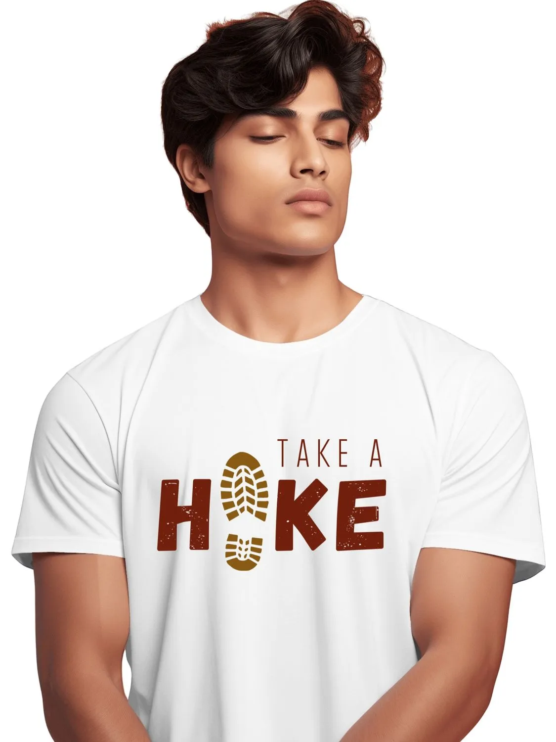 TAKE A HIKE - UNISEX T SHIRT - I'd rather be Hiking ( White, Yellow )