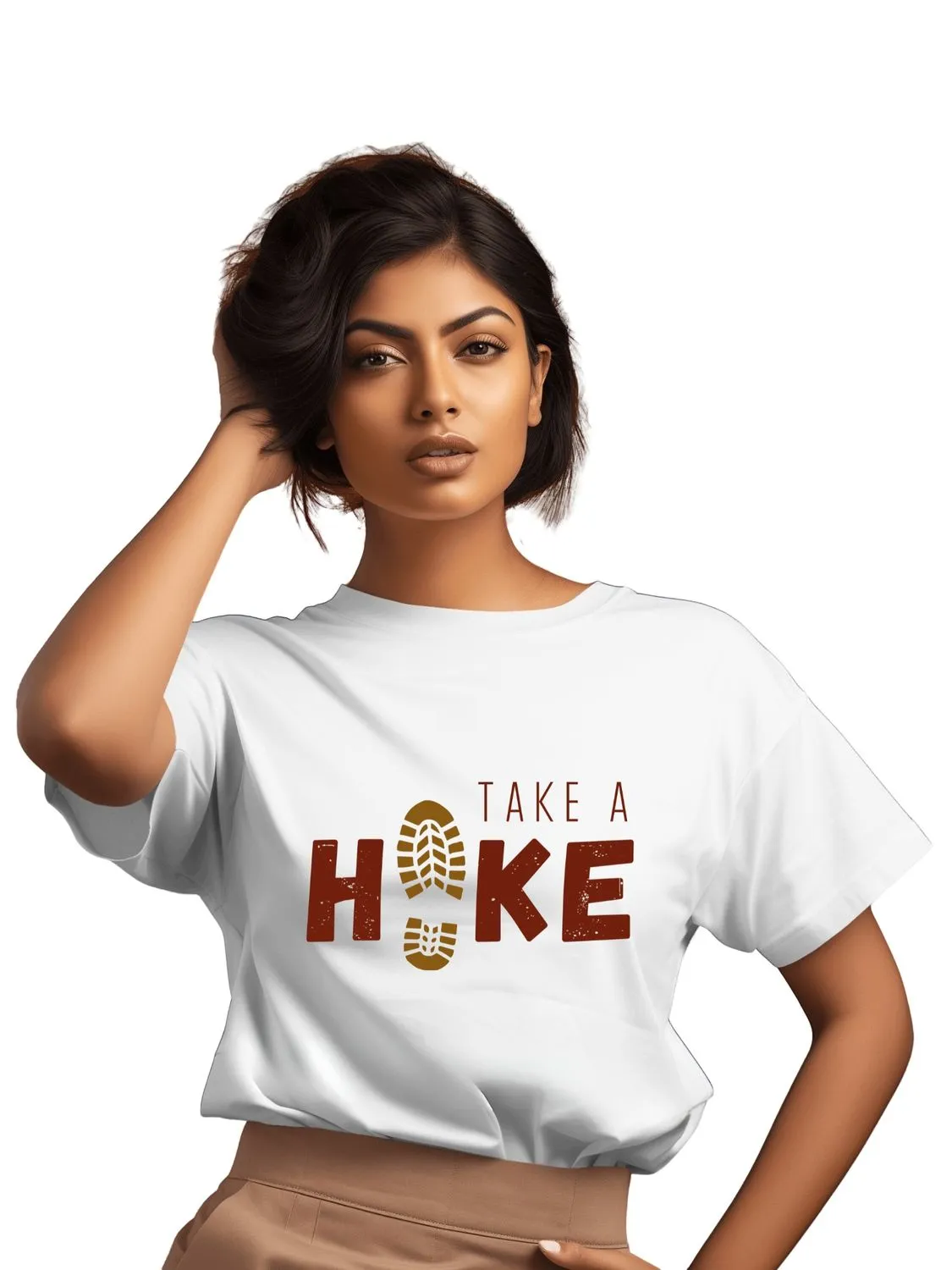 TAKE A HIKE - UNISEX T SHIRT - I'd rather be Hiking ( White, Yellow )