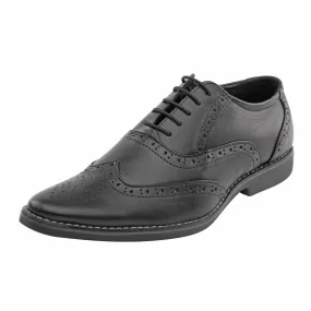 Vardhra Men 100% Genuine Leather - Brogue Shoes - Black