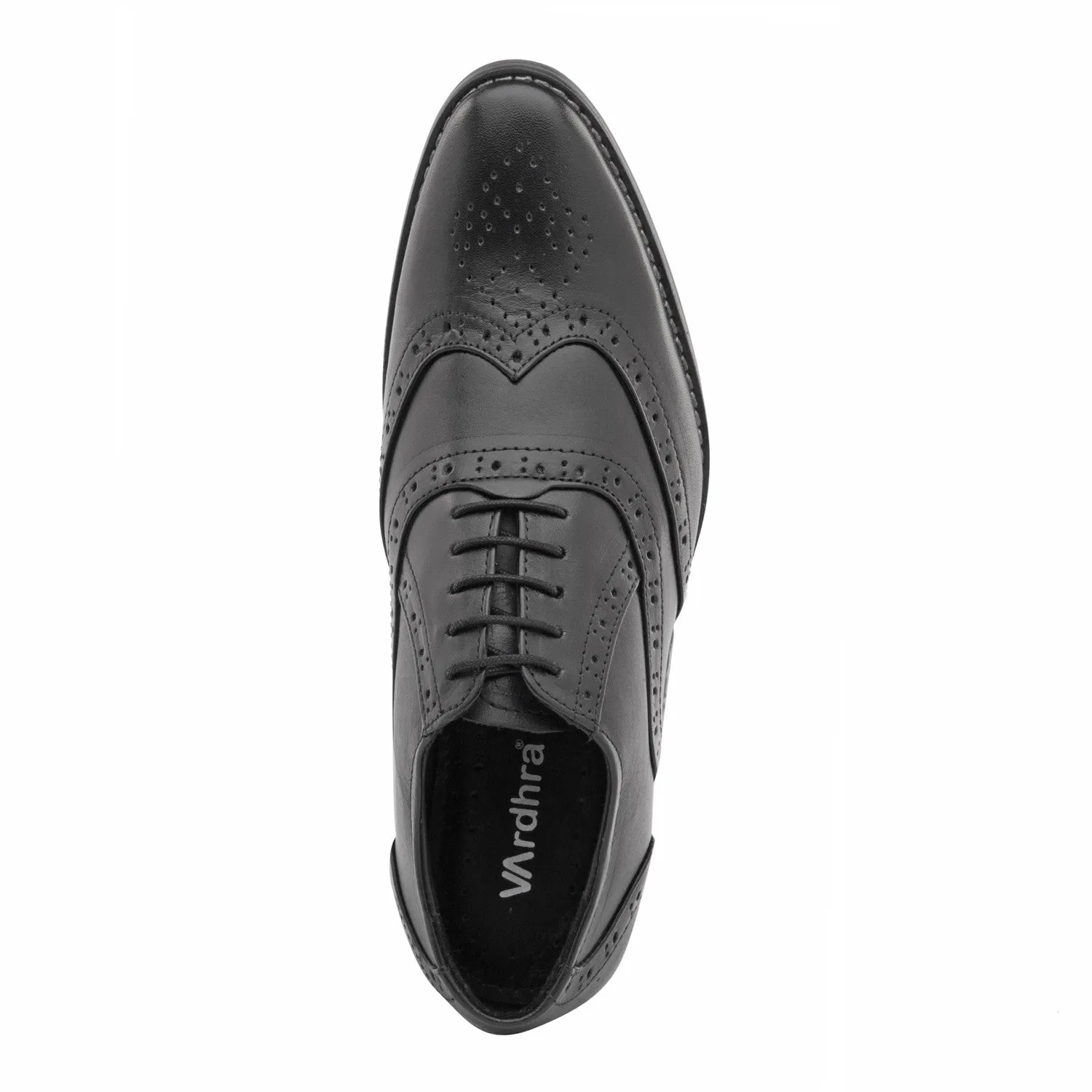 Vardhra Men 100% Genuine Leather - Brogue Shoes - Black