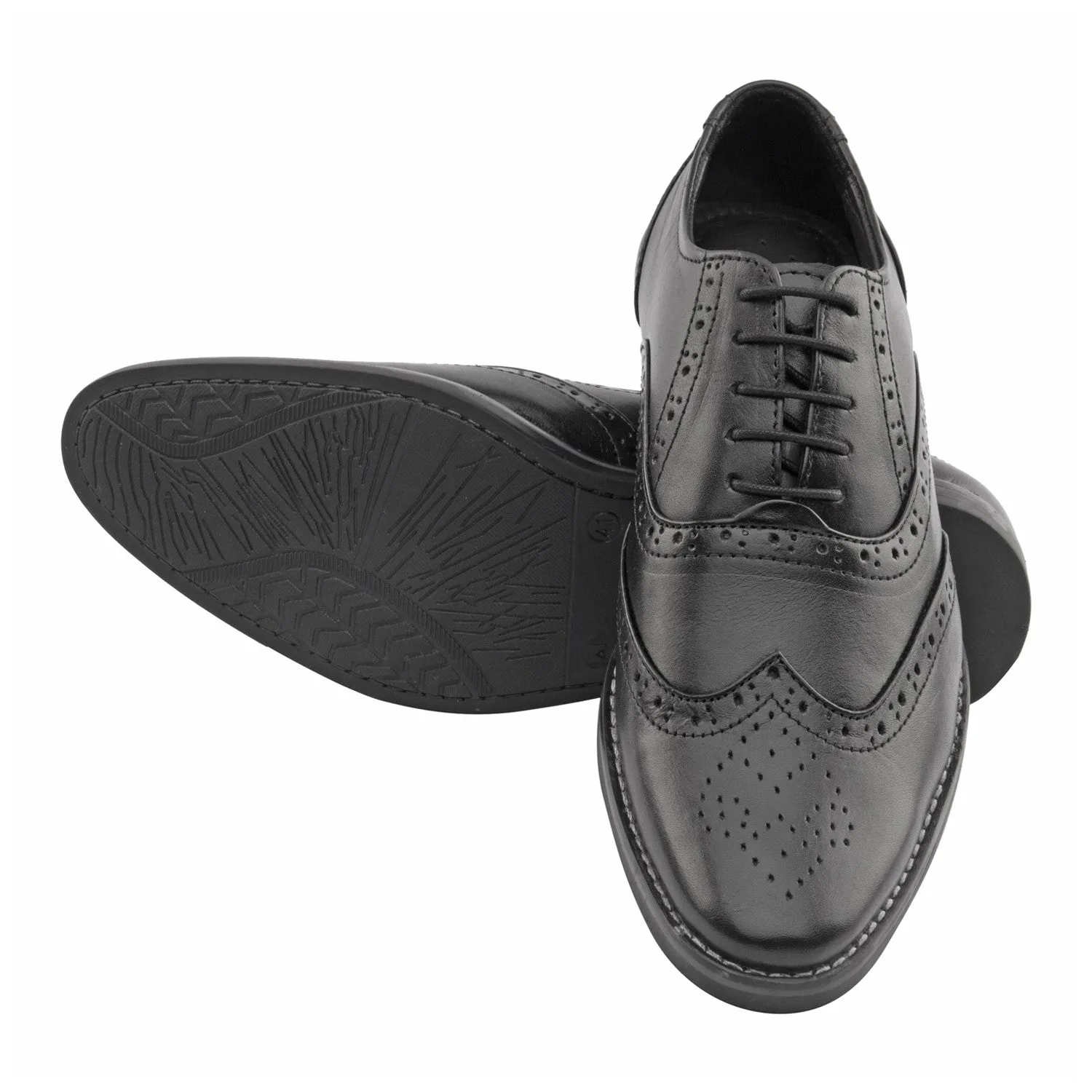 Vardhra Men 100% Genuine Leather - Brogue Shoes - Black