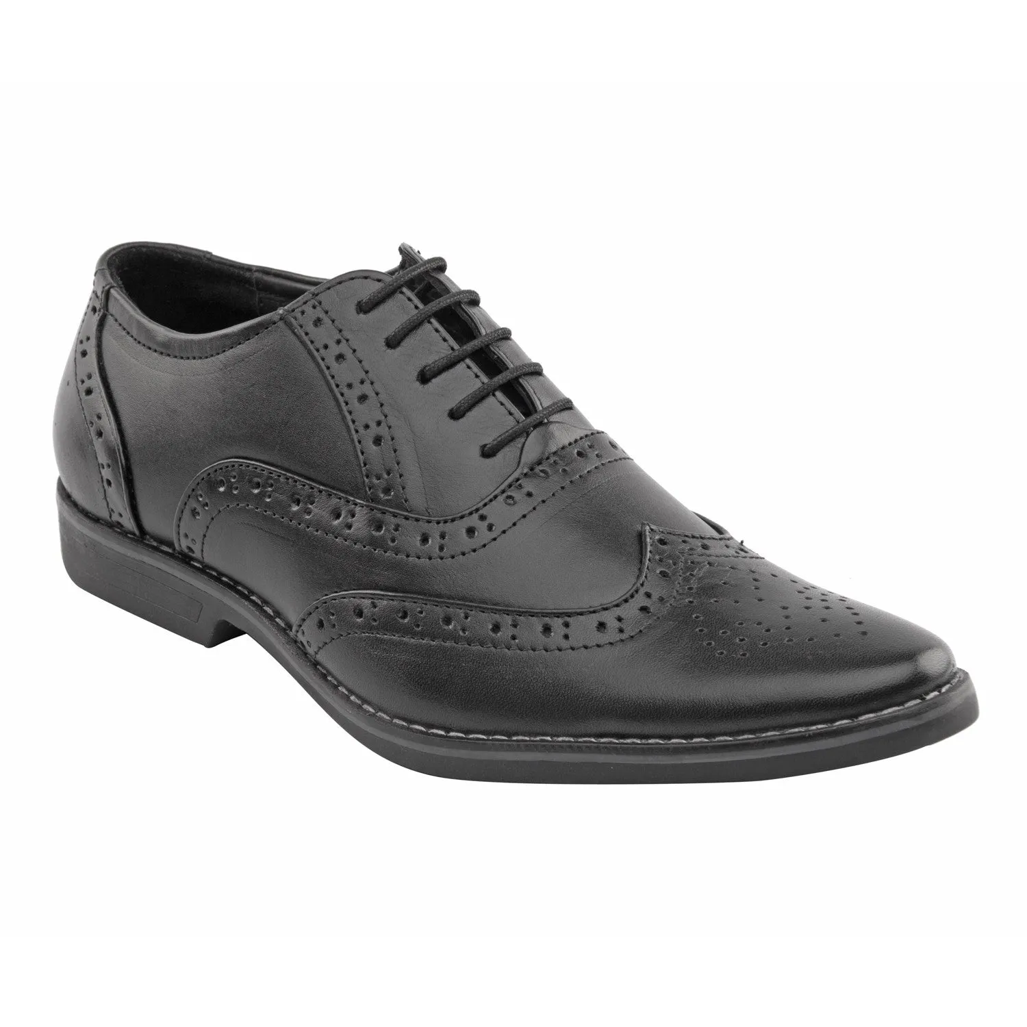 Vardhra Men 100% Genuine Leather - Brogue Shoes - Black