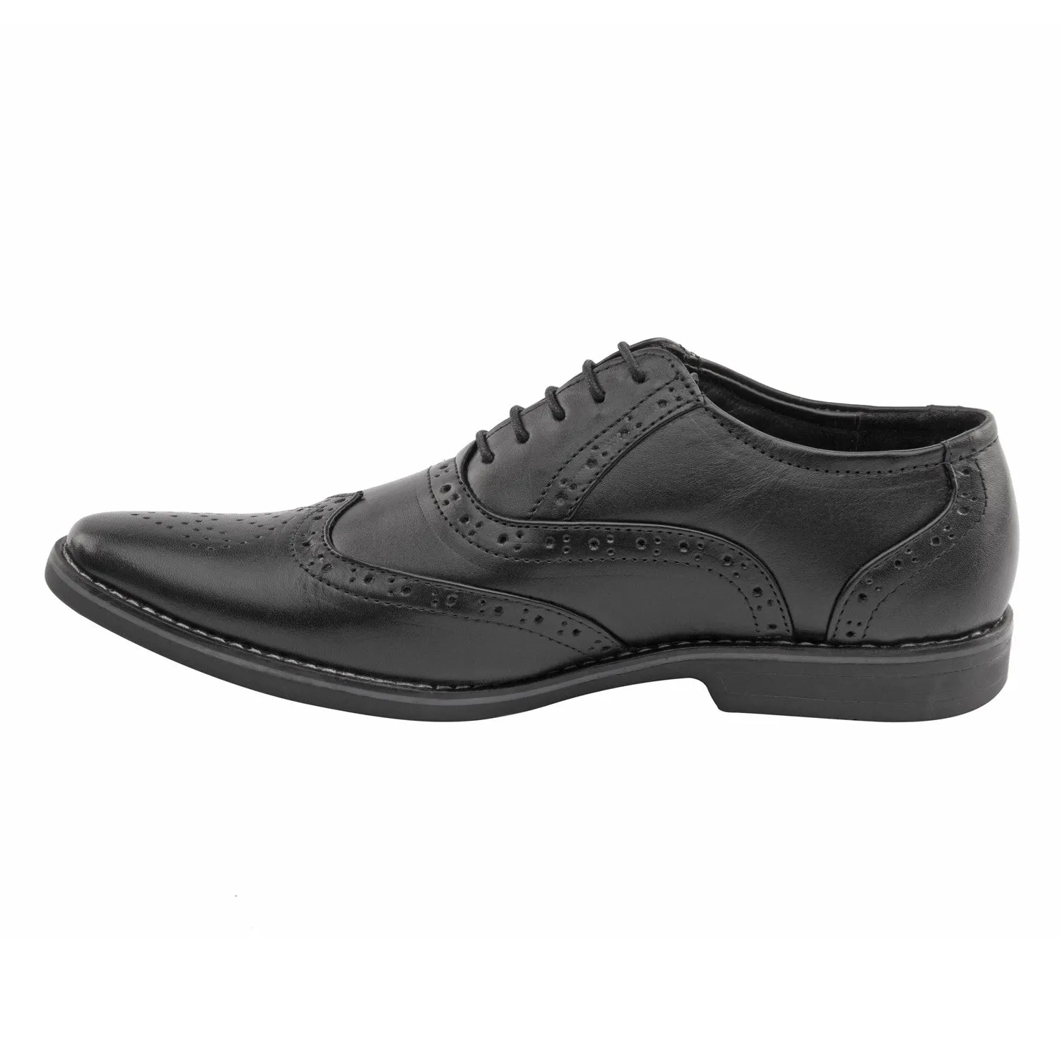 Vardhra Men 100% Genuine Leather - Brogue Shoes - Black