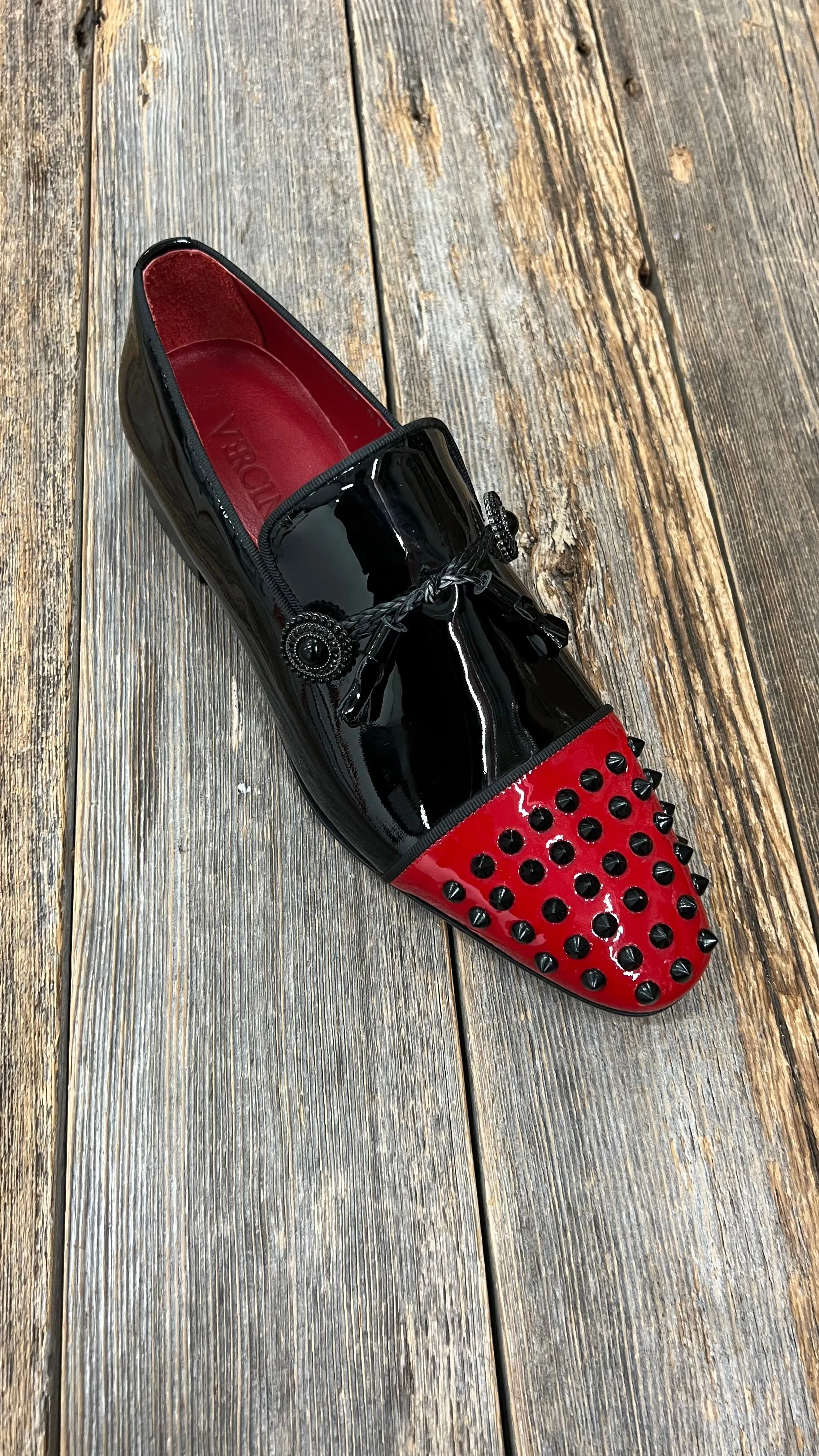 VERCINI Bold Red-Sole Patent Loafers