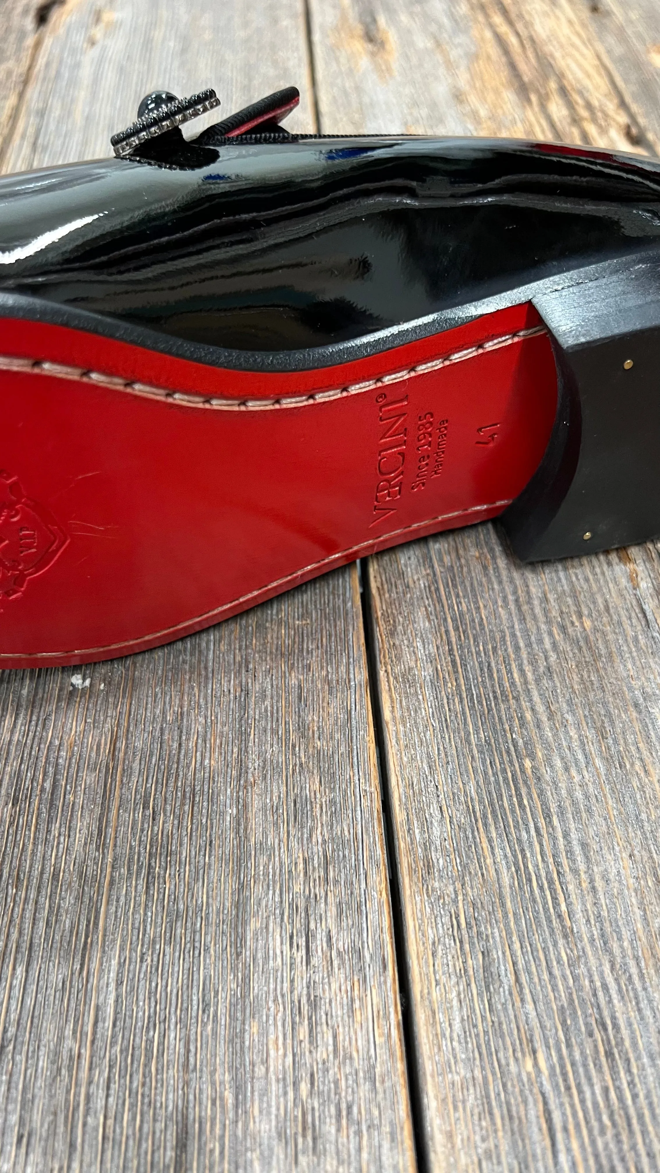 VERCINI Bold Red-Sole Patent Loafers