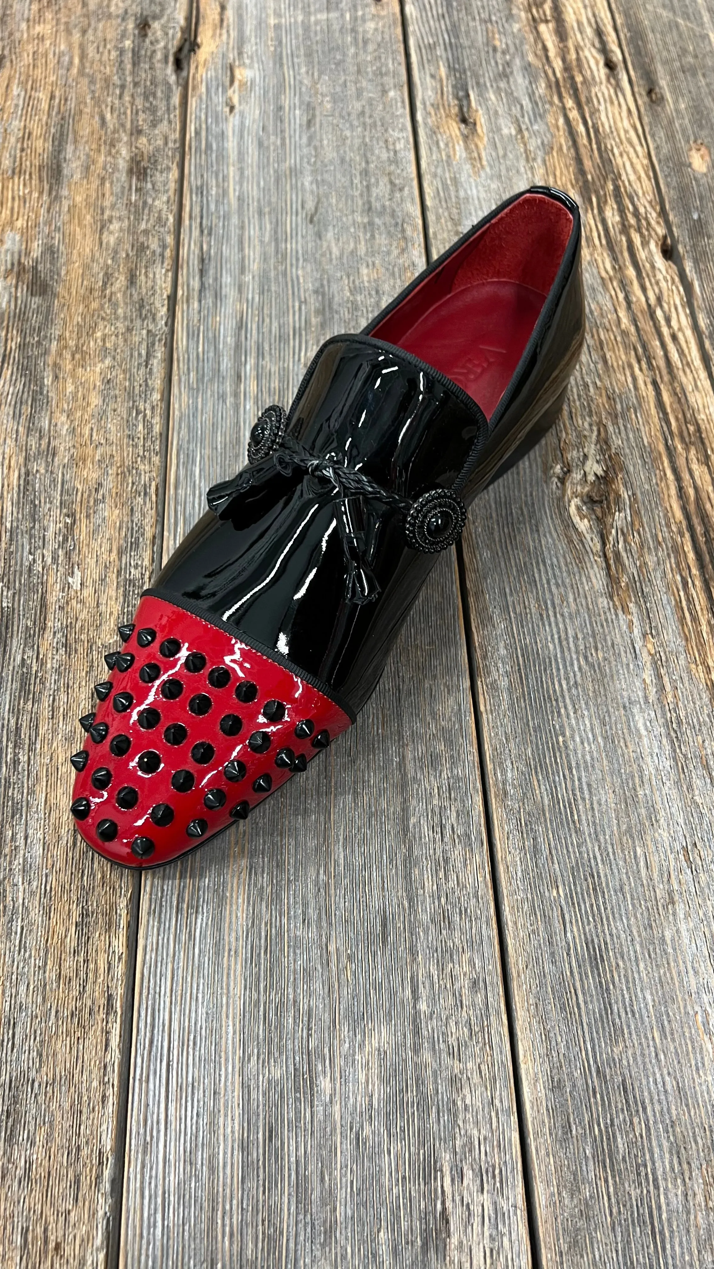 VERCINI Bold Red-Sole Patent Loafers