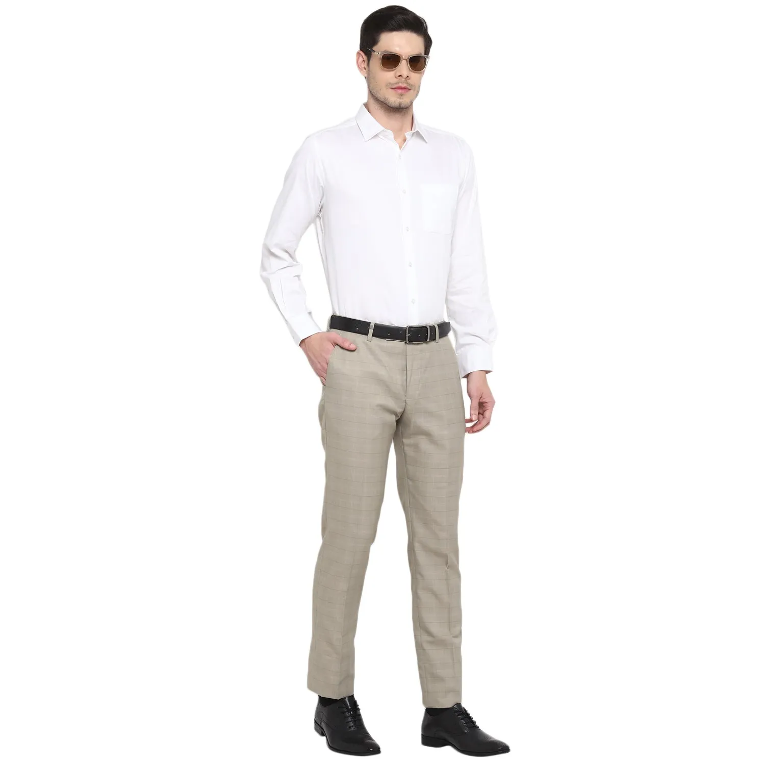 White Cotton Solid Slim Fit Shirts