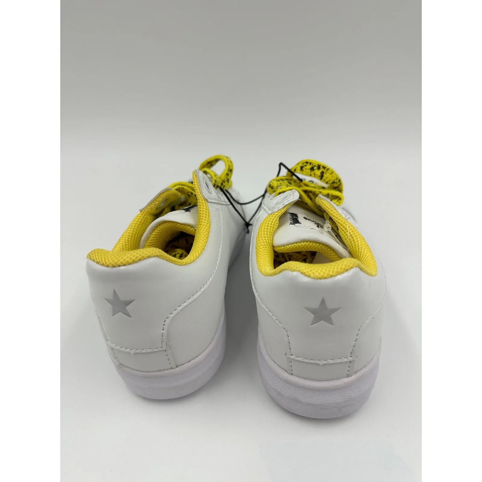 Youth/Toddler Size 11 White Leather Fashion Sneakers with Yellow Accents